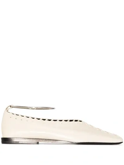 Jil Sander Square Toe Stitch Detail Ballerina Shoes In Multicolor