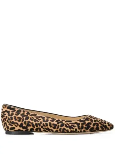 Jimmy Choo Mirele Leopard-print Leather Ballet Flats In Natural