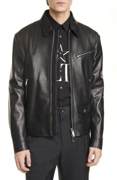 Valentino Vltn Cropped Biker Jacket In Black