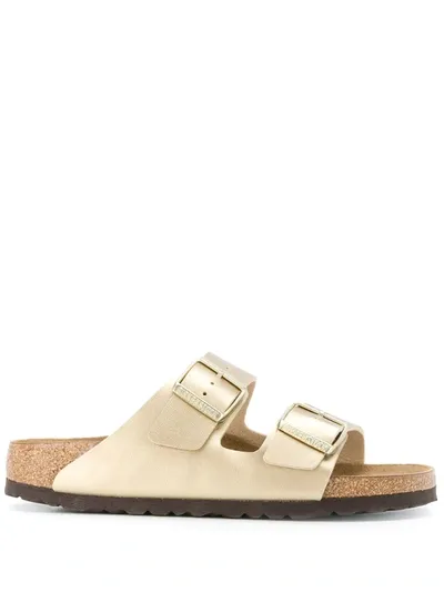 Birkenstock Arizona Buckled Sandals In Beige Suede