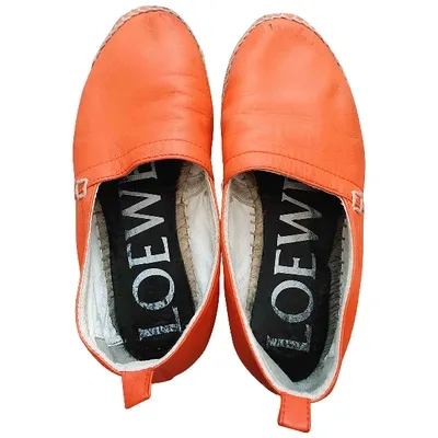 Pre-owned Loewe Leather Espadrilles In Orange