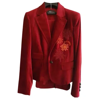 Pre-owned Iceberg Velvet Suit Jacket In Burgundy