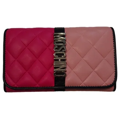 Pre-owned Moschino Leather Clutch Bag In Pink