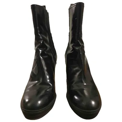 Pre-owned Hogan Leather Ankle Boots In Black