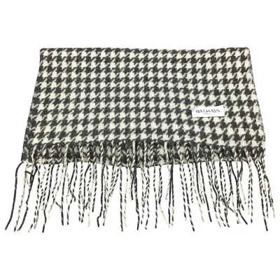 Pre-owned Balmain Wool Scarf In Grey