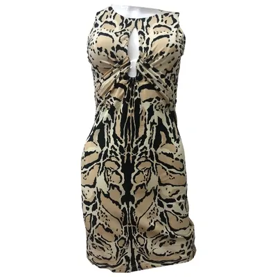 Pre-owned Roberto Cavalli Mini Dress In Beige