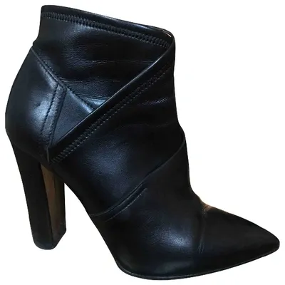 Pre-owned Baldinini Leather Ankle Boots In Black