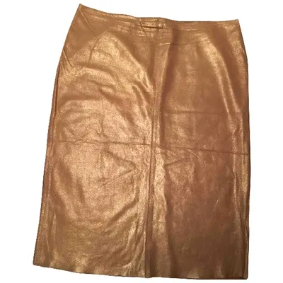 Pre-owned Rabanne Leather Skirt In Camel