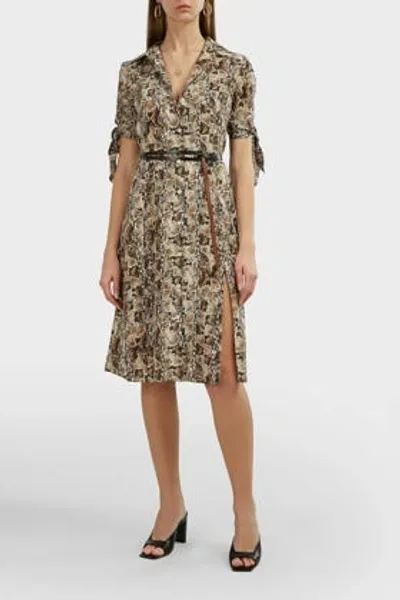 Altuzarra Belted Snake-print Silk Crepe De Chine Dress In Ivory