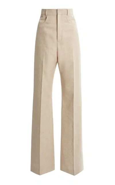 Jacquemus Le Pantalon Sauge Stone Linen-blend Trousers In Neutrals