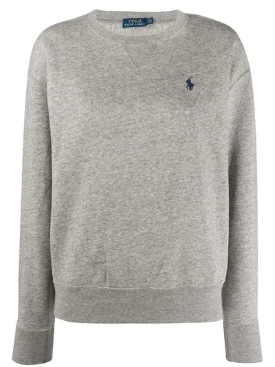 Polo Ralph Lauren Logo Embroidered Sweatshirt In Grey