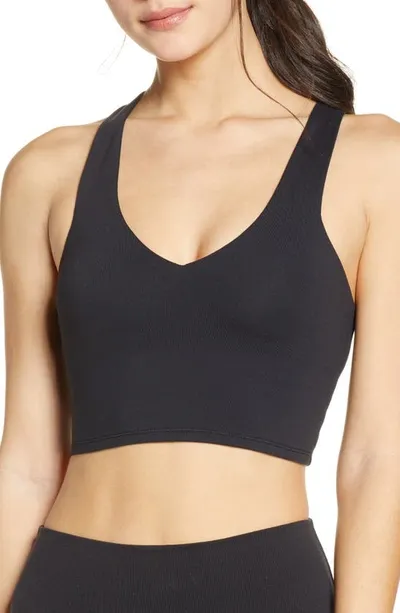 Alo Yoga Emulate Ribbed Stretch Sports Bra In Black