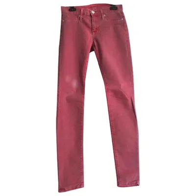 Pre-owned Hudson Straight Pants In Pink