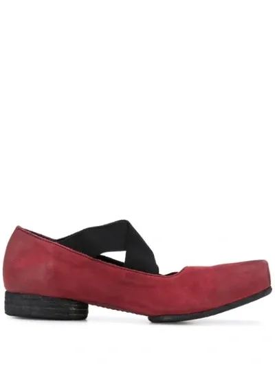 Uma Wang Cross Strap Ballerina Shoes In Red & Black