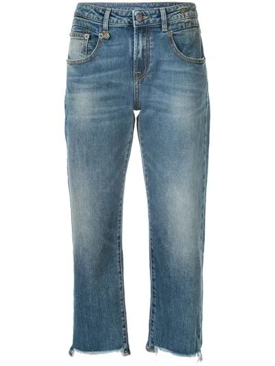 R13 Boy Straight Cropped Frayed Mid-rise Straight-leg Jeans In 47g Jasper Stretch