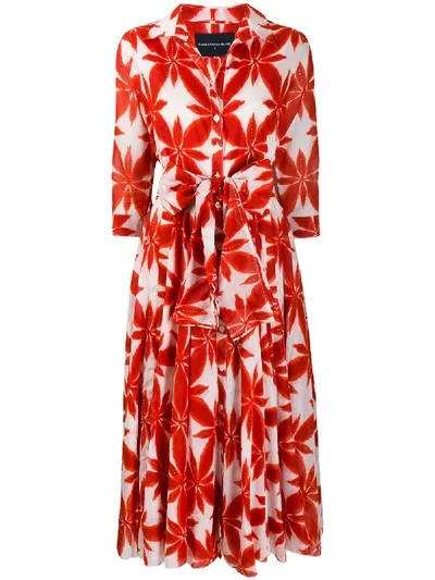 Samantha Sung Aster Floral-print Shirt Dress In Orange