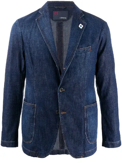 Lardini Fitted Denim Blazer In Blue