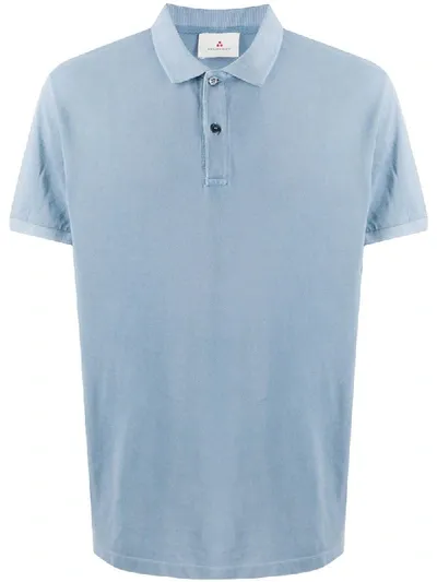 Peuterey Logo Embroidered Shortsleeved Polo Shirt In Blue