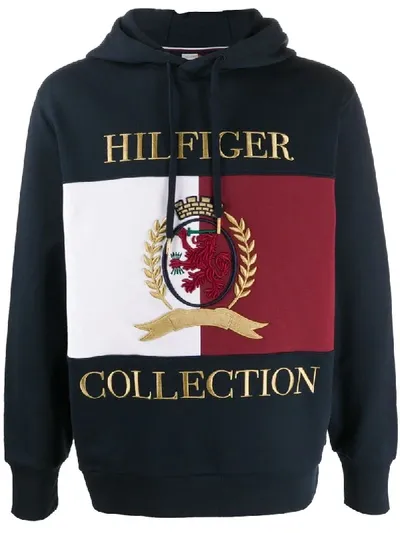 Tommy Hilfiger Embroidered Logo Hoodie In Blue