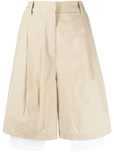 Maison Flaneur High-waisted Wide-leg Shorts In Neutrals