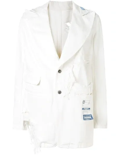 Miharayasuhiro Single-breasted Logo Patch Blazer In White