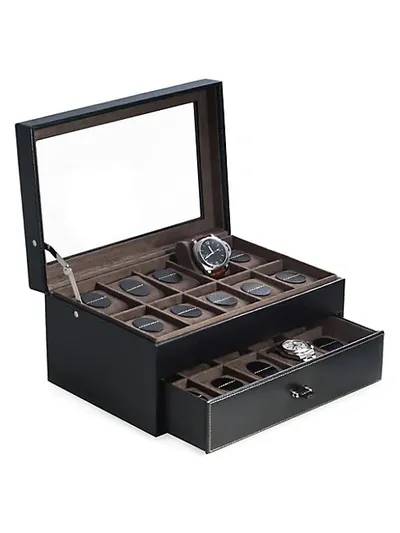 Bey-berk Men's Leather Watch Case In Black