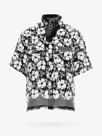 Destin Floral-print Pocket Shirt In Black