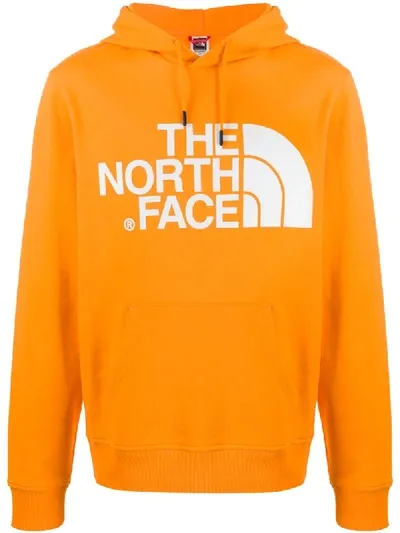 The North Face Logo Print Hoodie In Orange