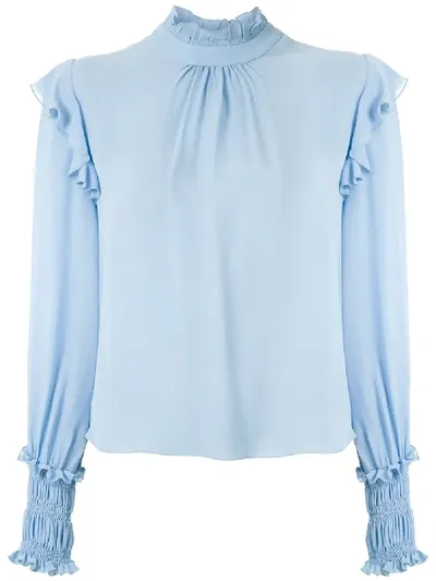 Nk Ruffle Trim Blouse In Blue