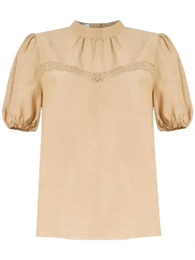 Nk Lace Panel Blouse In Neutrals