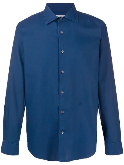 Closed Long-sleeve Fitted Shirt In Blue