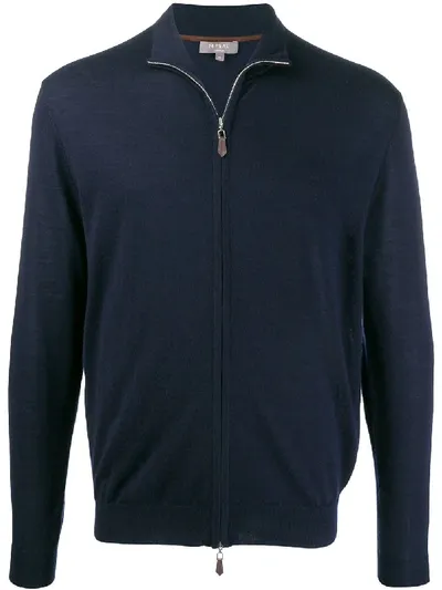 N•peal Zip-up Funnel-neck Cardigan In Blue