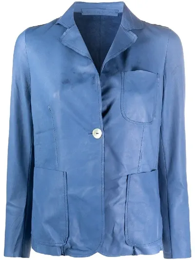 Salvatore Santoro Leather Short Blazer In Blue