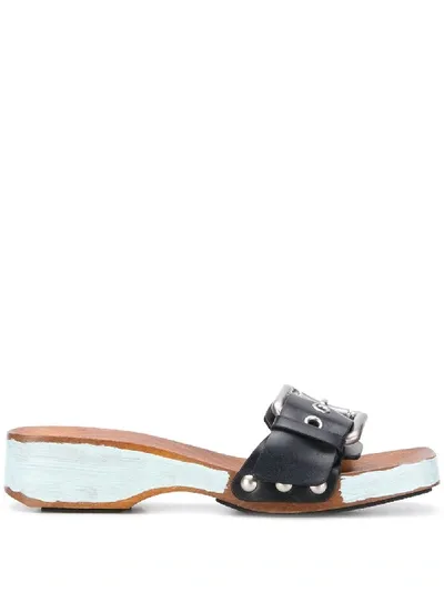 Marni Buckled Strap Wedge Sandals In Black