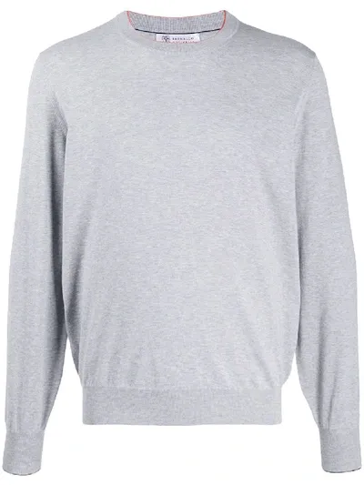 Brunello Cucinelli Contrast-trimmed Collar Jumper In Grey