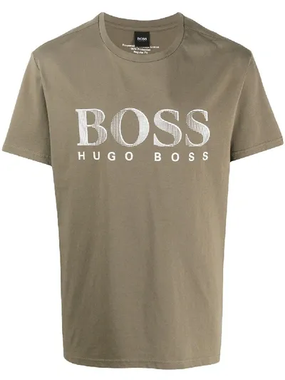 Hugo Boss Logo Print T-shirt In Brown