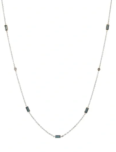 Lo Spazio Jewelry Lo Spazio Aquamarine And Diamond Necklace In Sky_blue