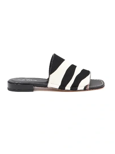 Tod's Zebra Print Leather Sandals In Bianco