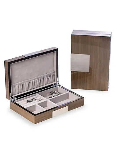 Bey-berk Square Valet Box In Ash Brown