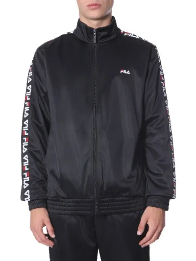 Fila Logo Tape Zip-up Techno Track Top In Black