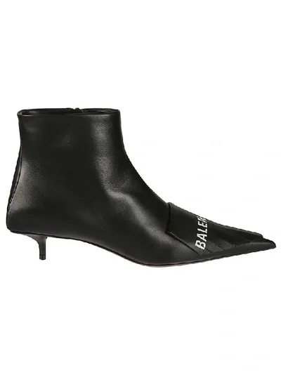 Balenciaga Black Leather Ankle Boots