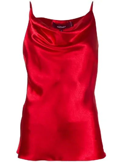 Sies Marjan Satin Cowl-neck Vest In Red