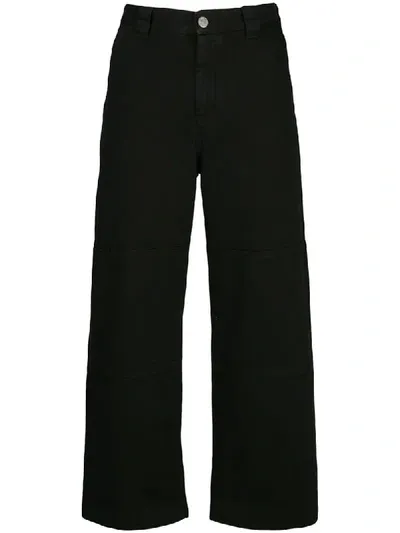 Mm6 Maison Margiela Wide Leg Cropped Jeans In Black