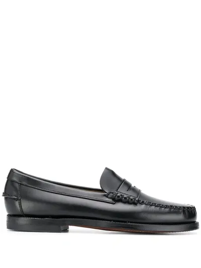 Sebago Polished-finish Slip-on Loafers In Black