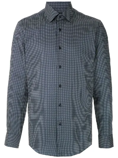 Hugo Boss Micro-print Cotton Shirt In Blue