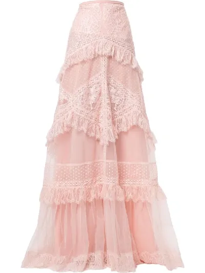 Zuhair Murad Ruffle-trimmed Tulle Skirt In Pink