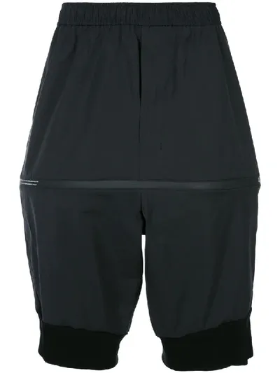 Niløs Dropped Crotch Zipped Panel Shorts In Black