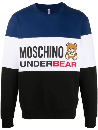 Moschino Underbear Striped Sweatshirt In Blue