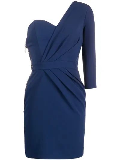 Elisabetta Franchi One-shoulder Asymmetric Cocktail Dress In Blue