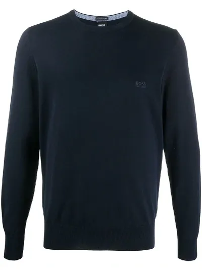 Hugo Boss Crew Neck Jumper In Blue